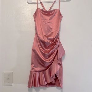 Emerald Sundae Womens Pink Satin Mini Party Bodycon Dress